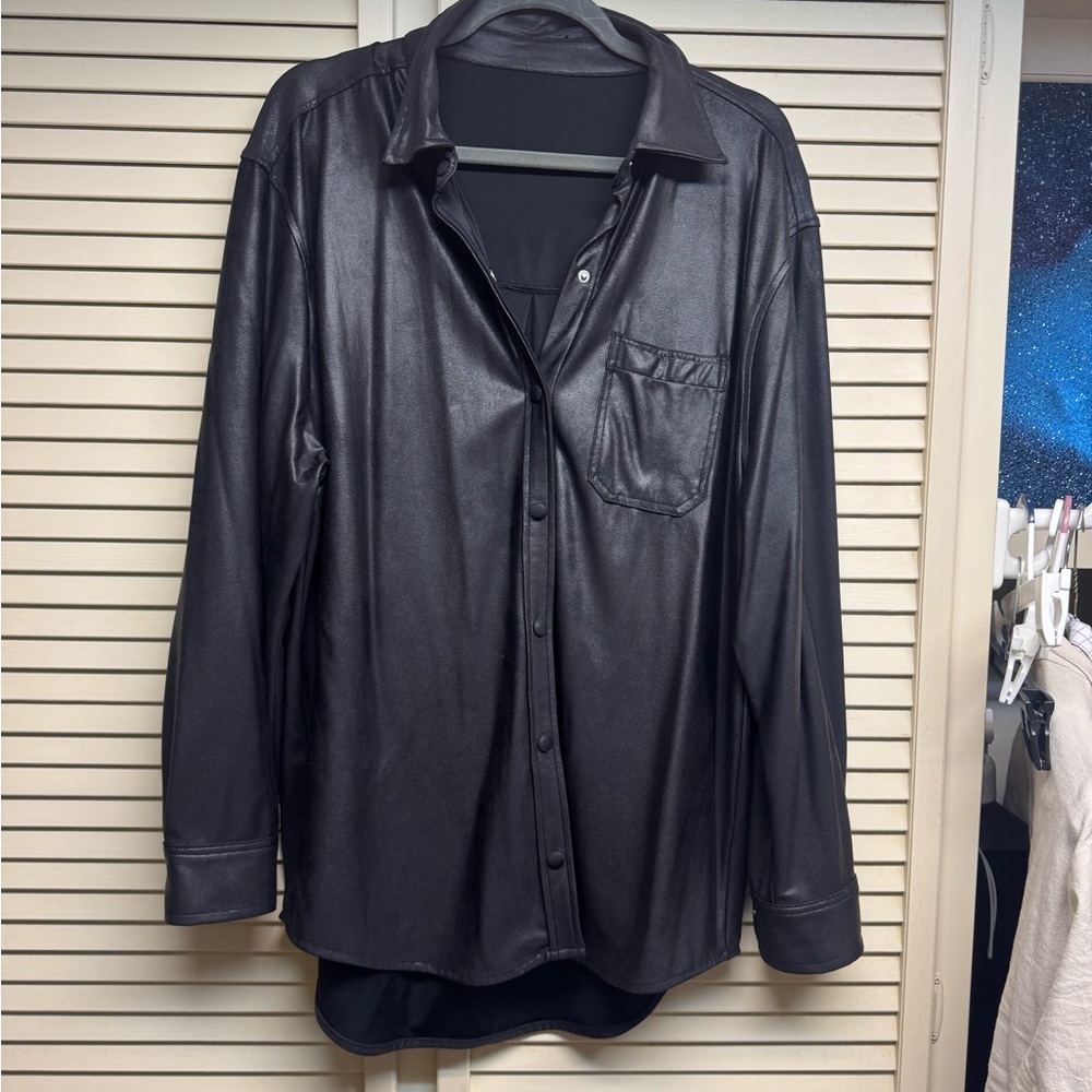 Women’s Black Faux Leather Shirt